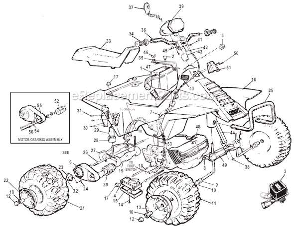 Page A Diagram and Parts List for 78630-9993  Power Wheels Ride-On ATVs